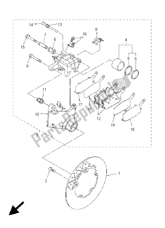 All parts for the Rear Brake Caliper of the Yamaha FZ6 S 600 2005