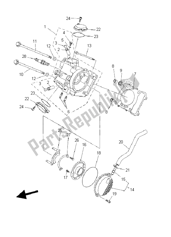 All parts for the Cylinder Head of the Yamaha YFM 450F Kodiak 4X4 2003