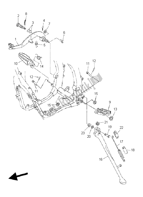 All parts for the Stand & Footrest of the Yamaha WR 450F 2008