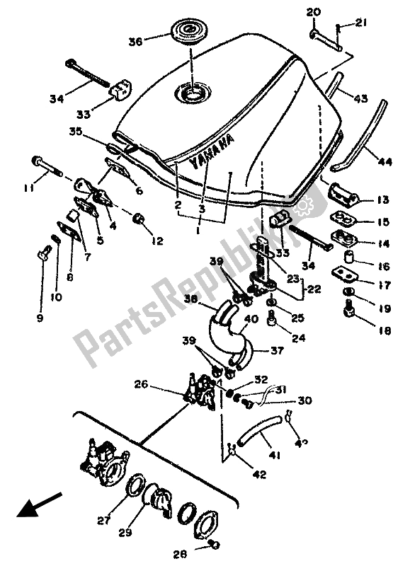 Alle onderdelen voor de Benzinetank van de Yamaha RD 500 LC 1985