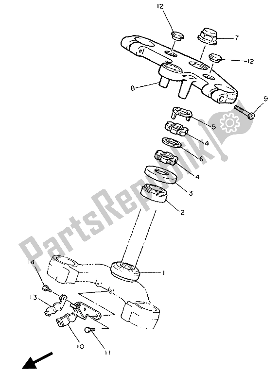 Alle onderdelen voor de Sturen van de Yamaha FZR 1000 1990