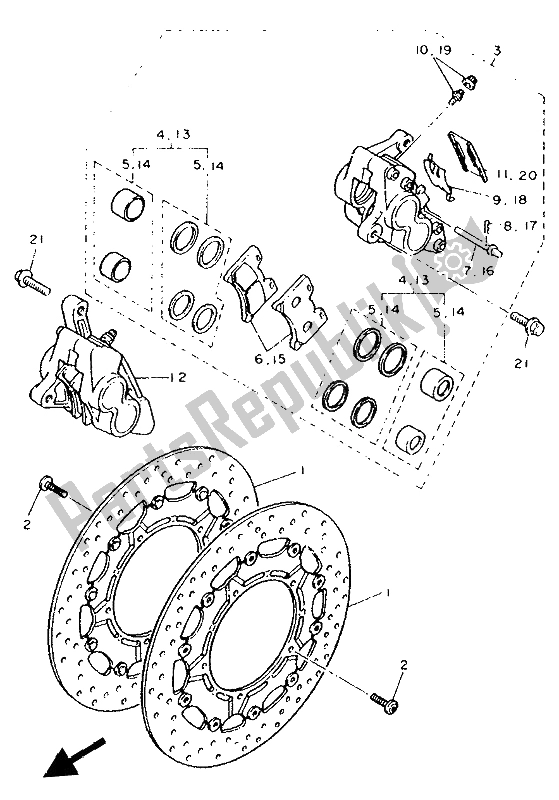 Todas las partes para Pinza De Freno Delantero de Yamaha FJ 1200A 1992