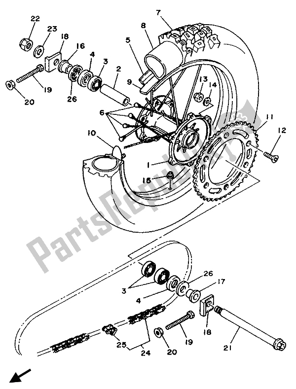 Wszystkie części do Tylne Ko? O Yamaha YZF 250 LC 1994