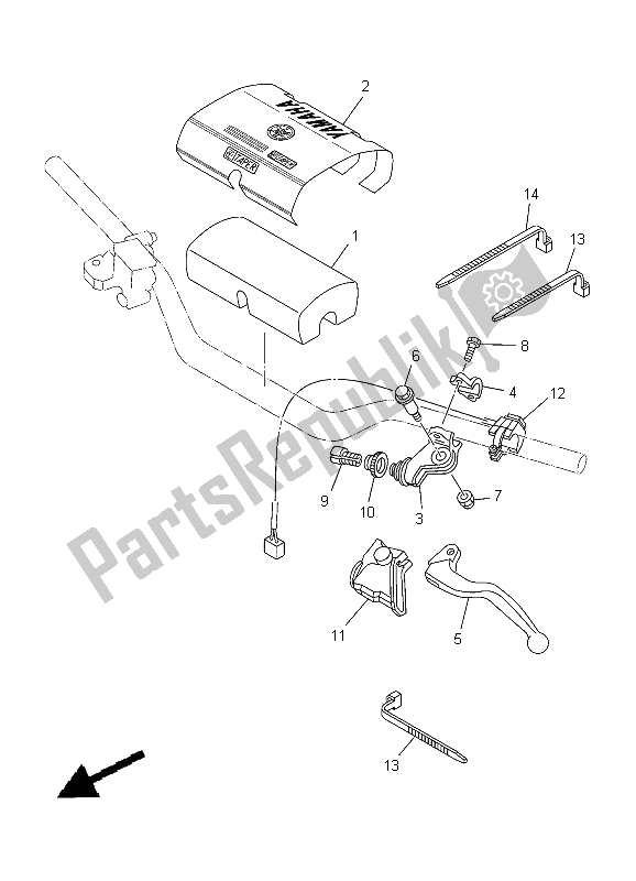 All parts for the Handle Switch & Lever of the Yamaha YZ 250 2012