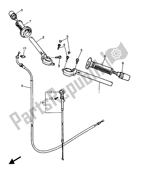 All parts for the Steering Hanlde & Cable of the Yamaha FZ 750 1987