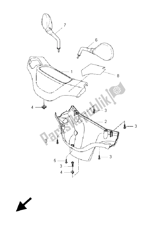 Tutte le parti per il Cowling 1 del Yamaha CW 50S BWS 2005