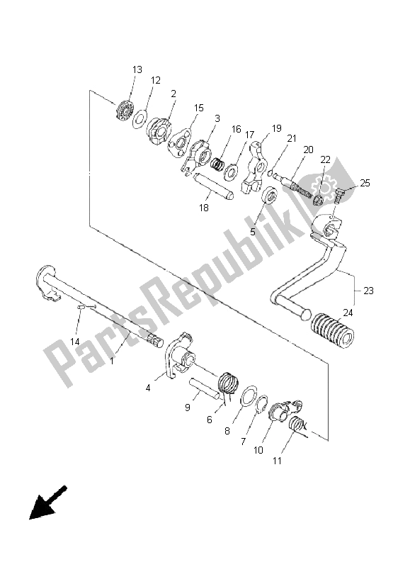 All parts for the Shift Shaft of the Yamaha TT R 90E 2005