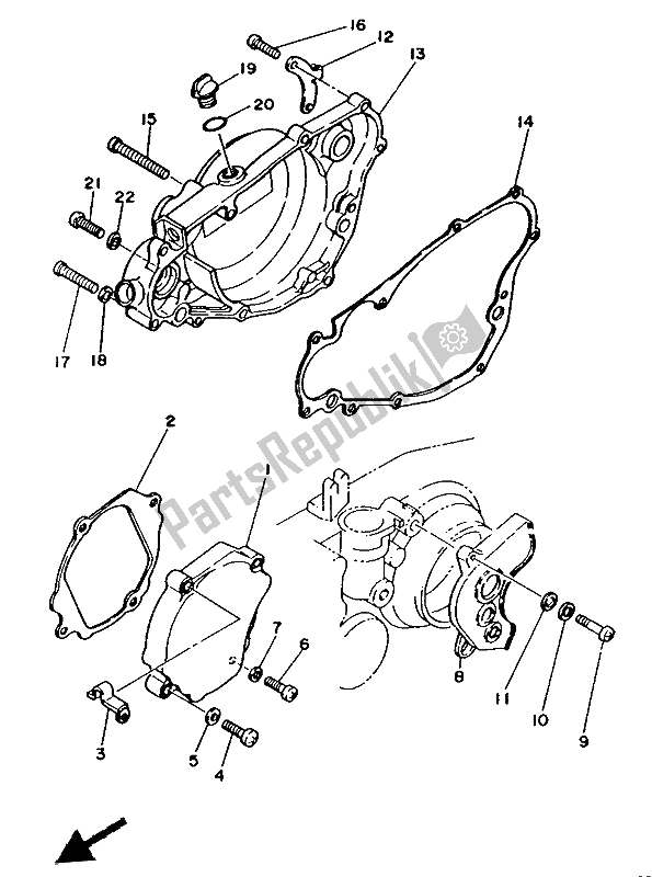 All parts for the Crankcase Cover 1 of the Yamaha YZ 250 1986