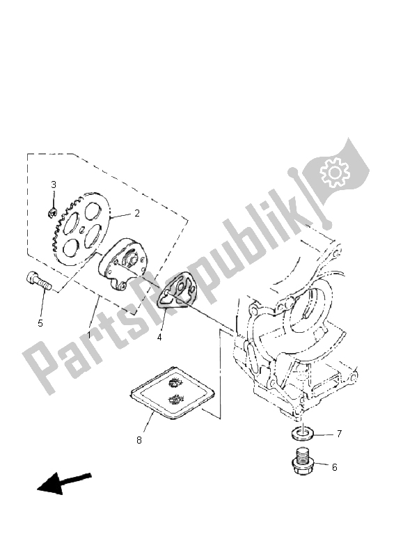 All parts for the Oil Pump of the Yamaha YFM 80R 2004