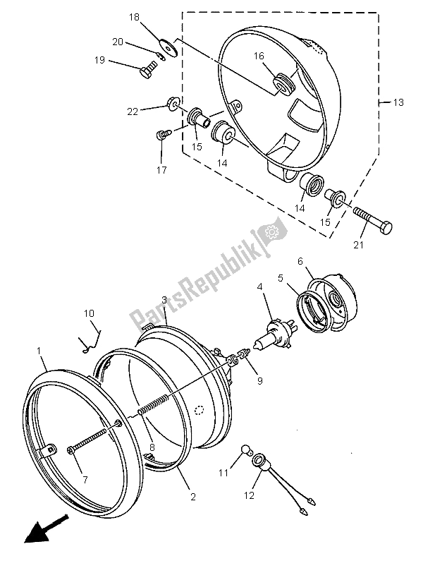 Toutes les pièces pour le Phare du Yamaha XV 125 1997