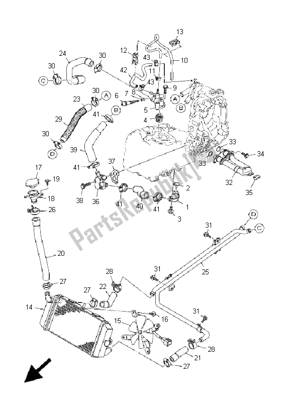 All parts for the Radiator & Hose of the Yamaha YP 400 Majesty 2005