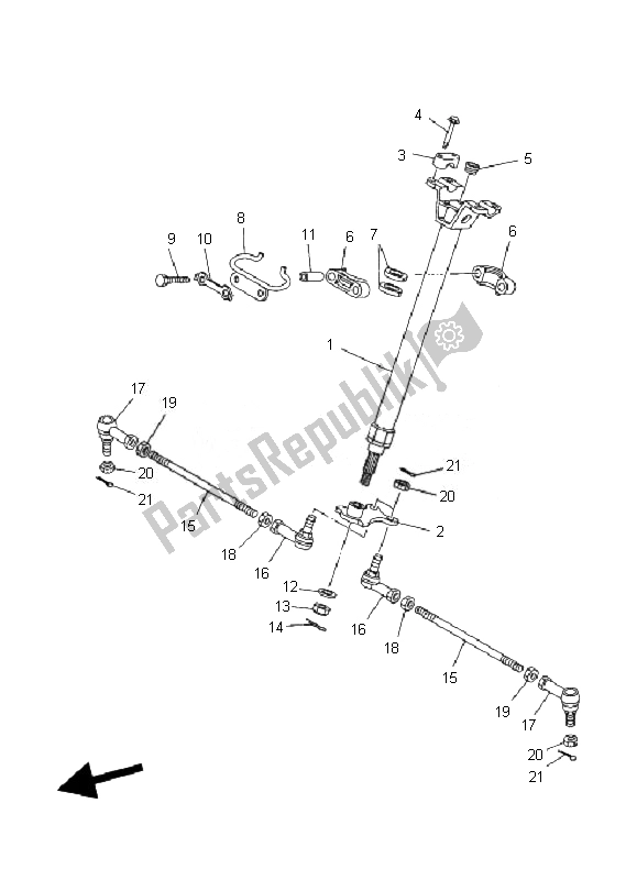 All parts for the Steering of the Yamaha YFM 350F Grizzly 4X4 2007