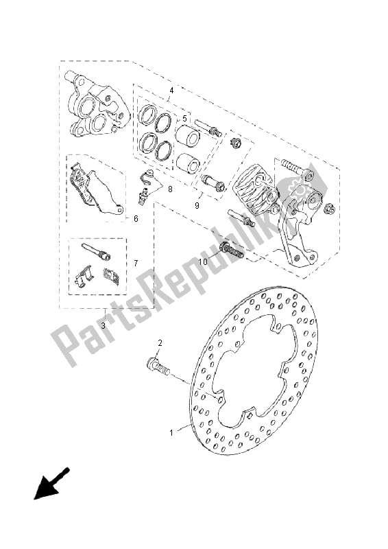 All parts for the Front Brake Caliper of the Yamaha YP 125R X Maxi 2009