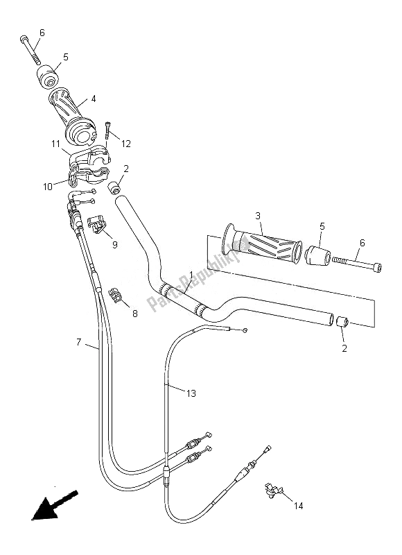 All parts for the Steering Handle & Cable of the Yamaha FZ8 SA 800 2014