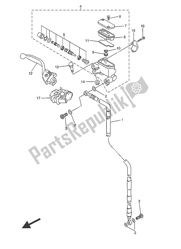 Tutte le parti per il Pompa Freno Anteriore del Yamaha YZ 125 2016