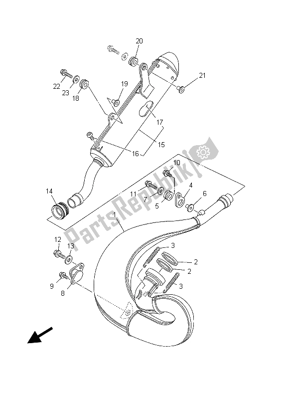 All parts for the Exhaust of the Yamaha YZ 250 2003