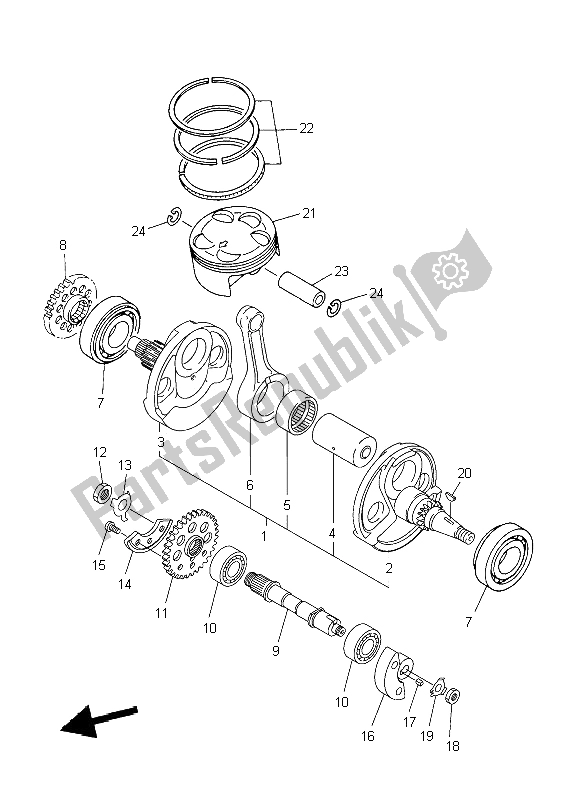 All parts for the Crankshaft & Piston of the Yamaha YZ 450F 2009