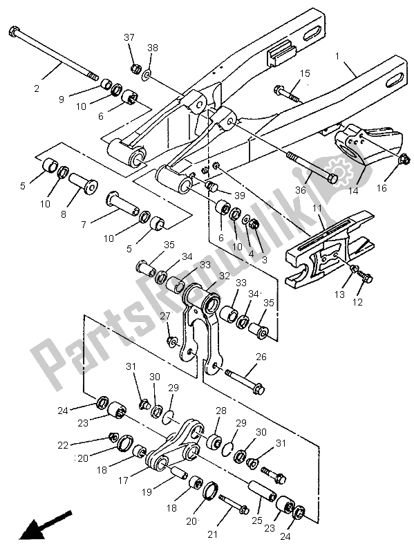 Toutes les pièces pour le Bras Arrière du Yamaha YZ 80 LC 1995