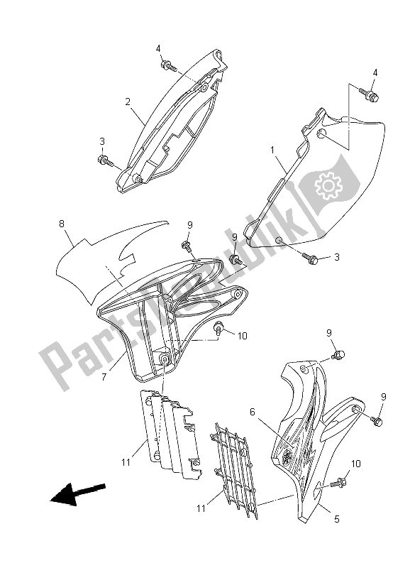 Todas las partes para Cubierta Lateral de Yamaha YZ 250 2009