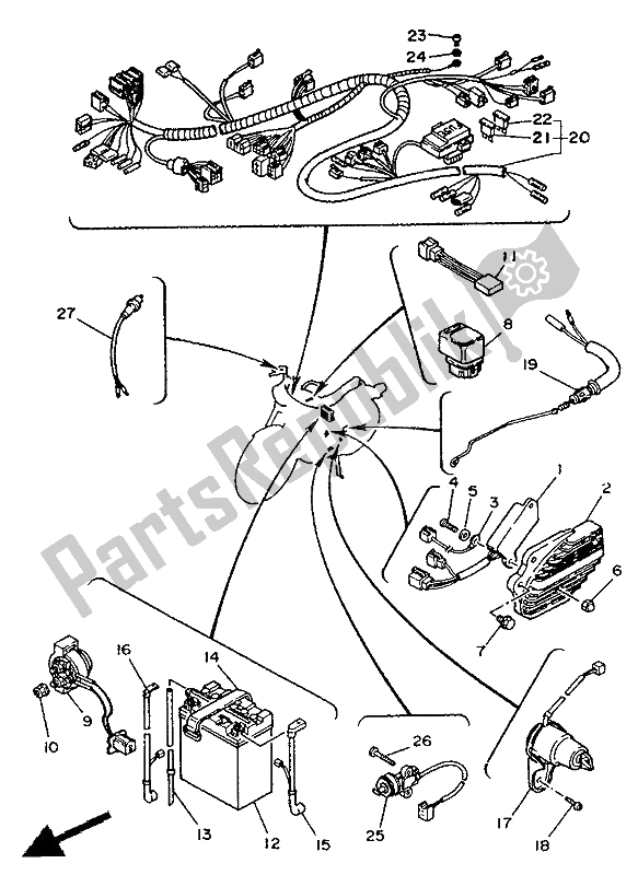 Toutes les pièces pour le électrique 1 du Yamaha XV 535 Virago 1991