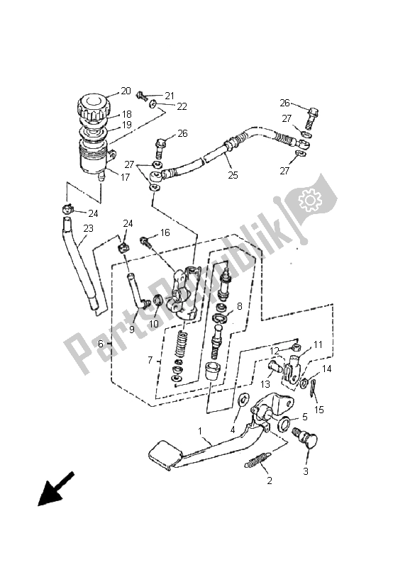 Toutes les pièces pour le Maître-cylindre Arrière du Yamaha XJ 600N 2001