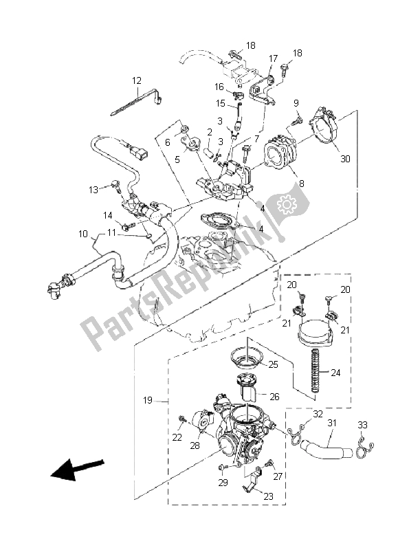 All parts for the Intake of the Yamaha YP 400A Majesty 2011