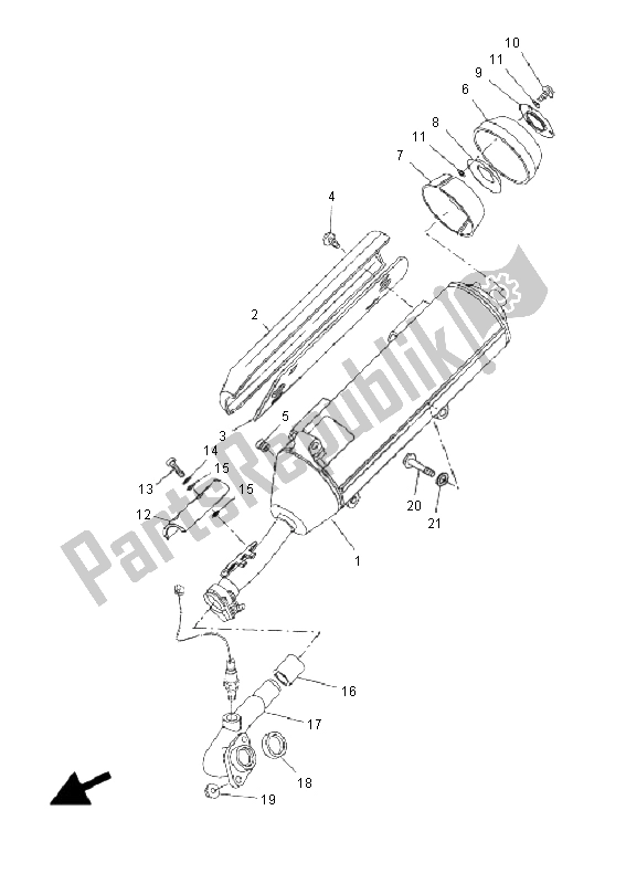 All parts for the Exhaust of the Yamaha VP 250 X City 2008