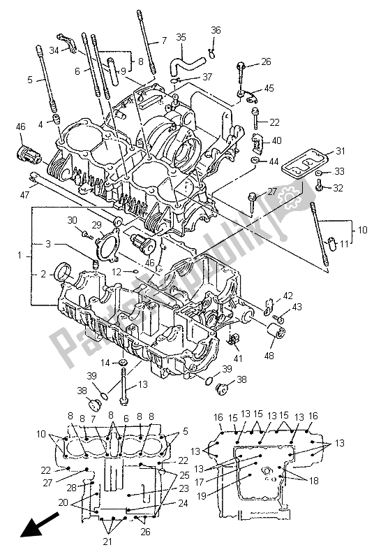 Todas las partes para Caja Del Cigüeñal de Yamaha XJR 1200 1997