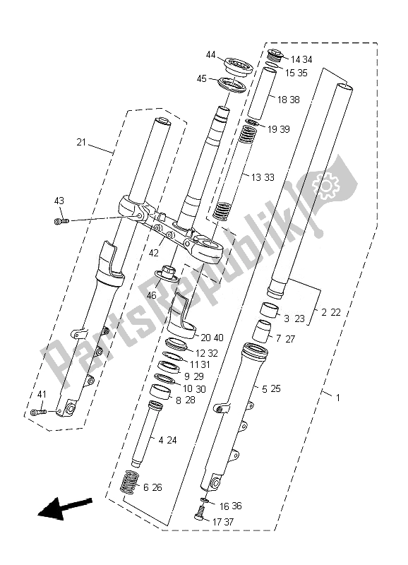 All parts for the Front Fork of the Yamaha XJ6 SA Diversion 600 2010