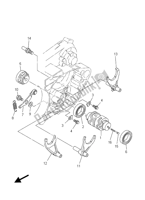 Alle onderdelen voor de Schakelnok & Vork van de Yamaha YZ 250 2015