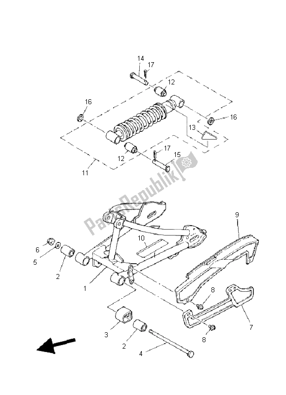 Todas las partes para Brazo Trasero Y Suspensión de Yamaha PW 80 2008