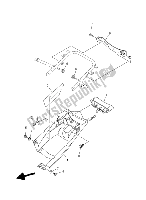 All parts for the Taillight of the Yamaha YFM 700R 2012