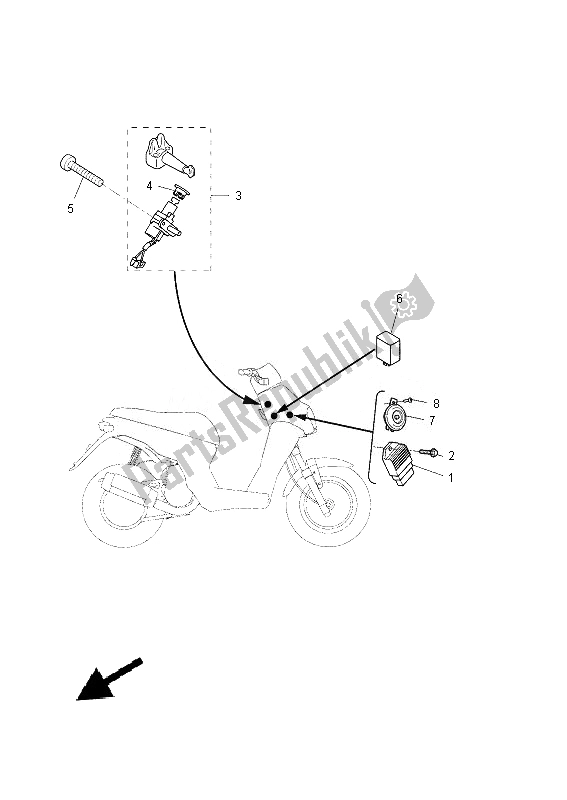 Alle onderdelen voor de Elektrisch 1 van de Yamaha EW 50N 2013