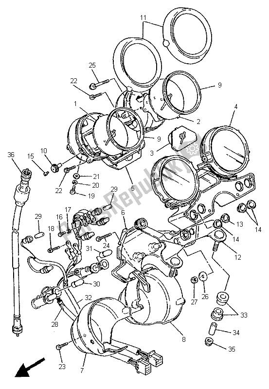 Tutte le parti per il Metro del Yamaha XJR 1200 1996