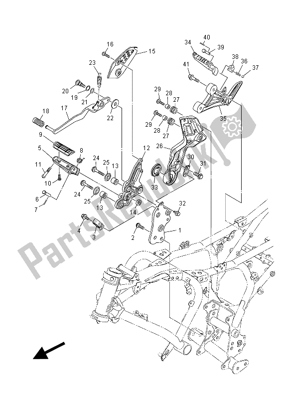 All parts for the Stand & Footrest 2 of the Yamaha MT-07 700 2015