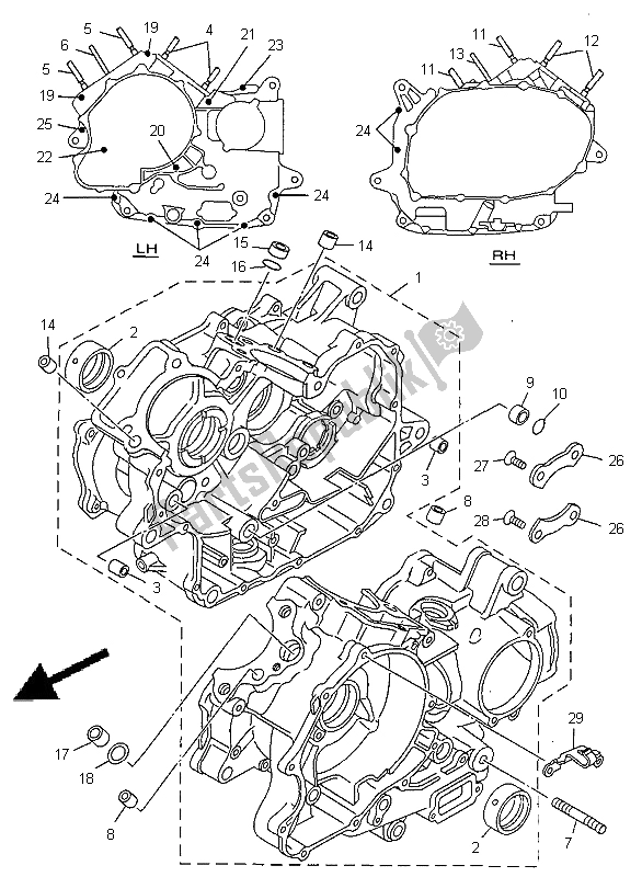 Todas las partes para Caja Del Cigüeñal de Yamaha XV 535 Virago 1998