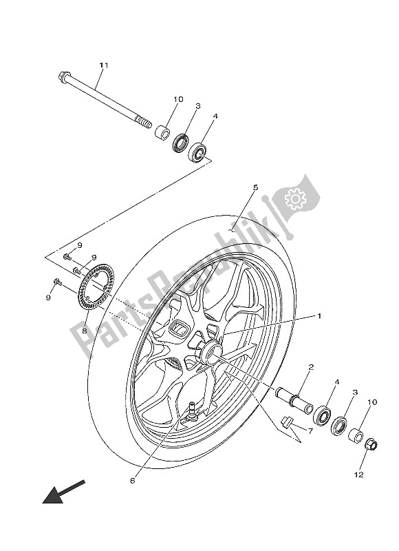 Todas as partes de Roda Da Frente do Yamaha MT 03A 660 2016