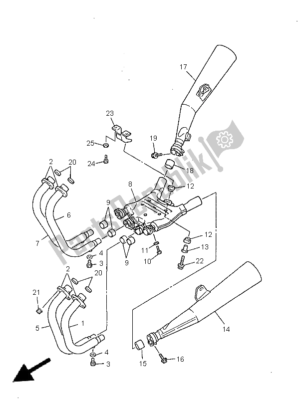 All parts for the Exhaust of the Yamaha XJR 1300 SP 1999