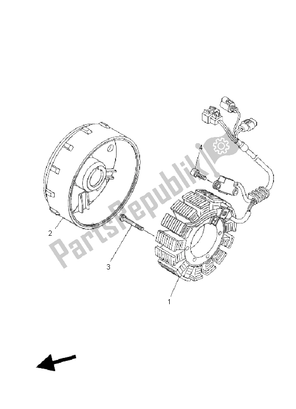 All parts for the Generator of the Yamaha YXR 700F Rhino 2011