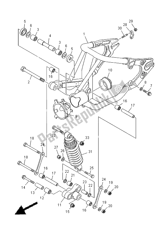 Todas as partes de Braço Traseiro E Suspensão do Yamaha XVS 1100 Dragstar 2000