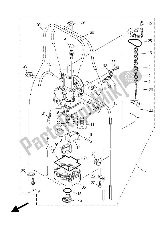 Toutes les pièces pour le Carburateur du Yamaha YZ 125 2015