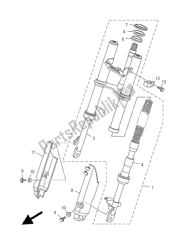 Tutte le parti per il Forcella Anteriore del Yamaha TT R 50E 2015