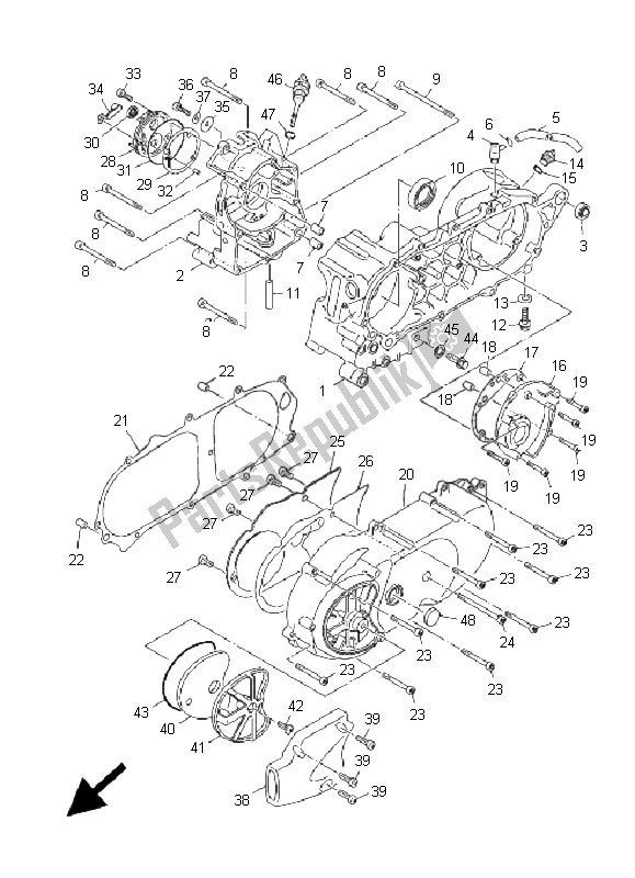 All parts for the Crankcase of the Yamaha XC 125E Vity 2011