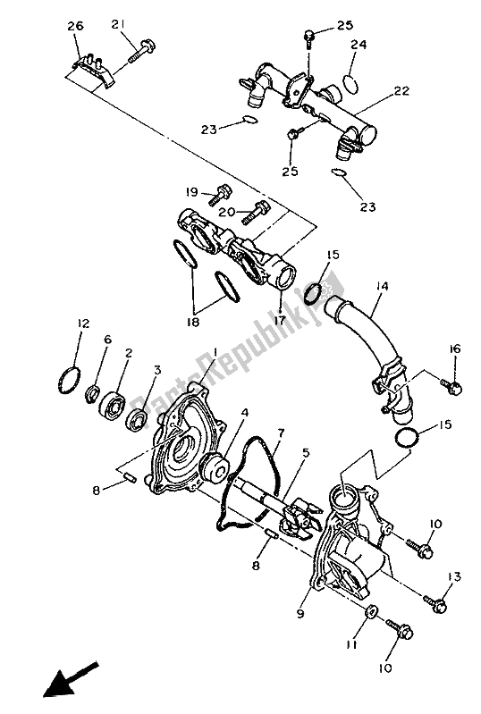 Toutes les pièces pour le Pompe à Eau du Yamaha XV 535 Virago 1994