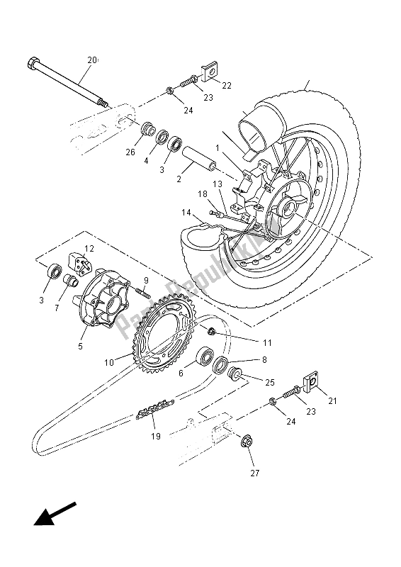 All parts for the Rear Wheel of the Yamaha XT 660Z Tenere 2015