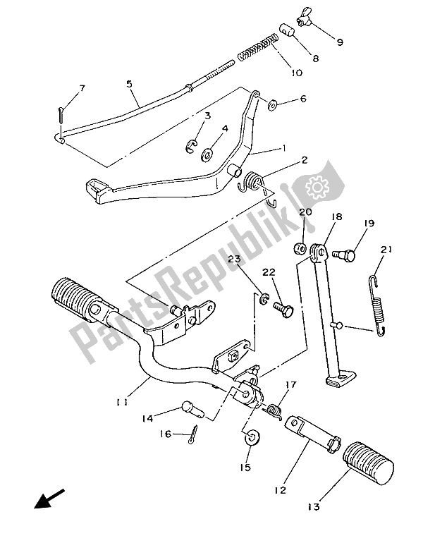 Todas las partes para Soporte Y Reposapiés de Yamaha PW 80 1986 Todas las partes para Soporte Y Reposapiés de Yamaha PW 80 1986