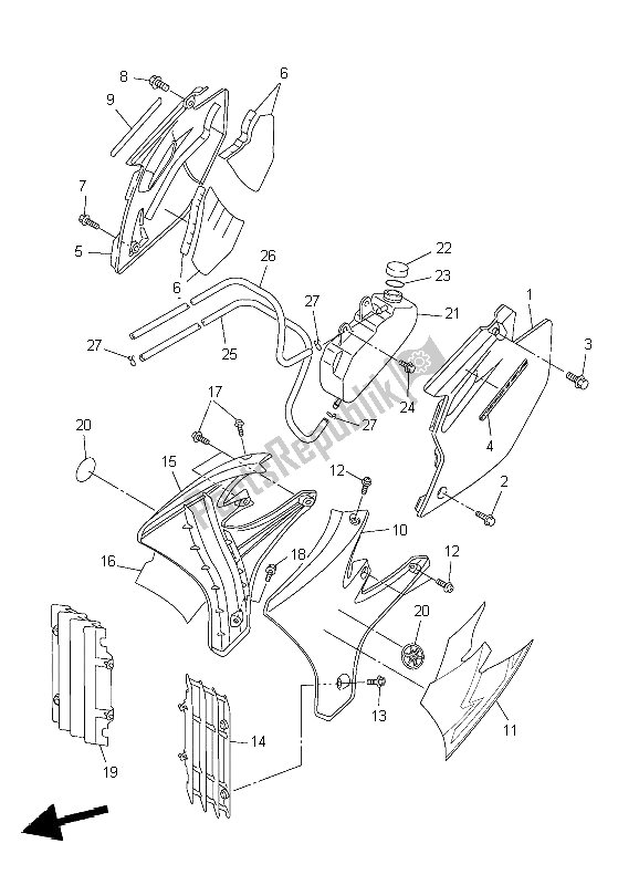 Tutte le parti per il Coperchio Laterale del Yamaha WR 250F 2004