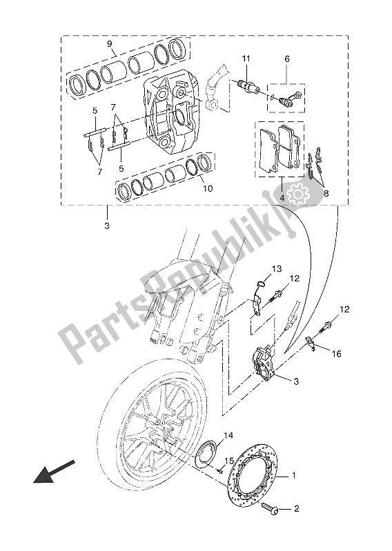 Wszystkie części do Zacisk Hamulca Przedniego Yamaha YZF R 125A 2016
