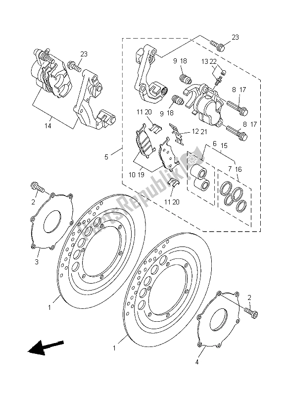 All parts for the Front Brake Caliper of the Yamaha XVS 1100A Dragstar Classic 2006