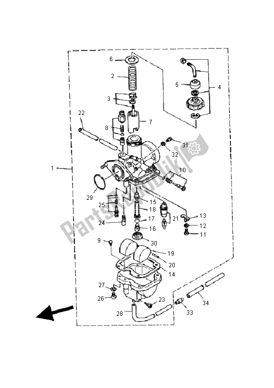 All parts for the Carburetor of the Yamaha YFM 125 Breeze 2000